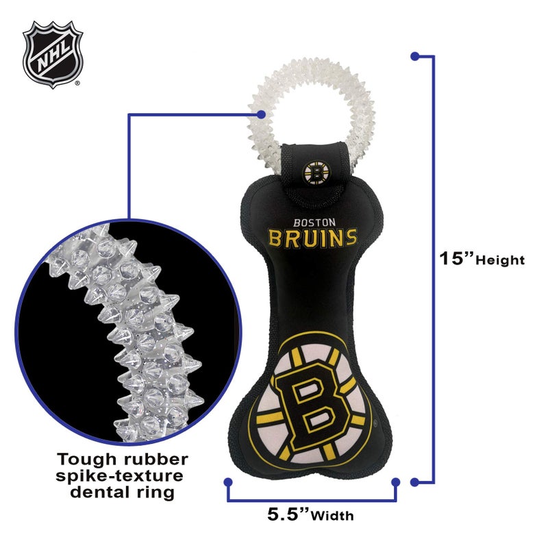 Pets First NHL Boston Bruins Dental Dog TUG Toy with Squeaker. Tough PET Toy for Healthy Fun, Teething & Cleaning Pet's Teeth & Gum., Team Color, one Size (BRU-3310) - Image 5